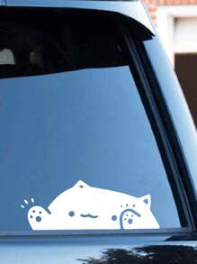 1入組白貓貼紙槓貼紙5in/12cm，適用於汽車窗戶、槓、牆壁、卡車SUV窗戶、牆壁、杯子、筆記型電腦車內飾品 - 白色 - 查看 1