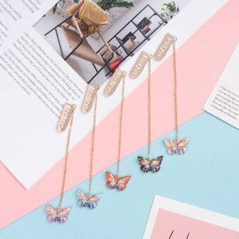 1pc Colorful Cute Butterfly Bookmark For Reading Lovers, Readers, Mother's Day Gift, Books, Girls, Ladies, Graduation Gift, Stationery Supplies, Memo Clip, Notebook Accessory, Student (Color: Pink Butterfly)
