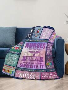 1入組超柔軟法蘭絨抱毯，為護士提供完美的祝福禮物，適用於沙發、臥室、辦公室、床上、露營和旅行。高清晰度印花法蘭絨抱毯套，有多種尺寸可選，小毯子和午睡毯。