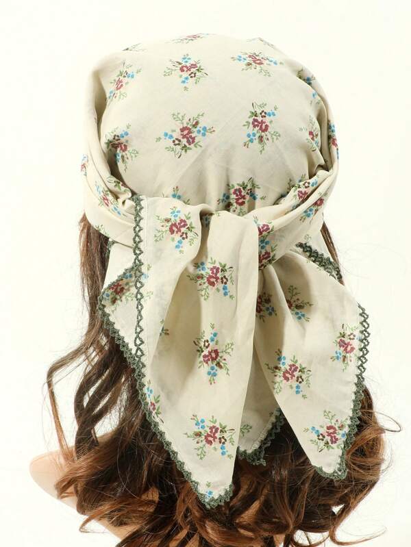 قطعة واحدة وشاح مربع ملون ذو نمط زهور عتيق، أنيق للمرأة، مناسب للارتداء اليومي - متنوعة الاستخدام بين عصابة الشعر والرأس وربطة العنق، هدية مثالية لعيد الحب