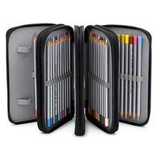 黑色72洞筆袋帶彩色條紋 - 黑色 - 查看 3