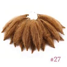 Extensiones sintéticas de cabello estilo Marley Trenzado corto de 8 pulgadas y 14 piezas, un lote con trenzas Afro Kinky Twist a Crochet - Marrón - Ver 7