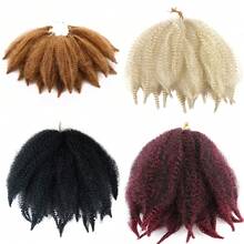 Extensiones sintéticas de cabello estilo Marley Trenzado corto de 8 pulgadas y 14 piezas, un lote con trenzas Afro Kinky Twist a Crochet - Marrón - Ver 5