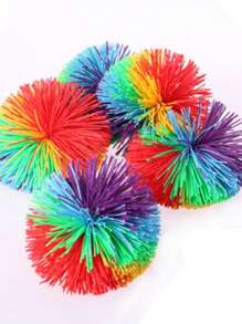 1 Pc Colorful Sensory Stress Relief: Koosh Ball, Rainbow Pom, And Bouncy Ball ( Random Color ) - Multicolor - View 3