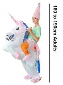 Inflatable Costume For Parent-Child Party, Cartoon Pegasus/Unicorn Design, Perform Dress-Up Prop - Pink - View 2