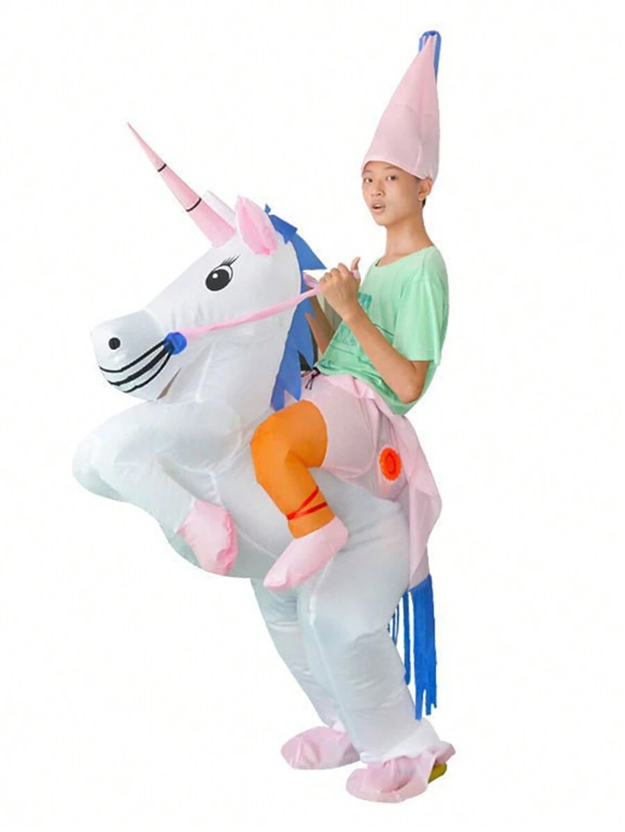 Inflatable Costume For Parent-Child Party, Cartoon Pegasus/Unicorn Design, Perform Dress-Up Prop - Pink - View 1