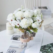 1pc/3pcs/80pcs Faux Silk Hydrangea Flower Bouquet, Fake Tea Rose, Suitable For Spring & Autumn Wedding Vase, Home, Restaurant, Bedroom, Bathroom, Room Decor, Mother's Day, Father's Day, Holiday Birthday Party, Outdoor Garden Decor - Multicolor - View 4