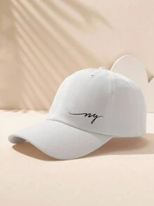 1 pièce casquette de baseball simple et élégante pour homme avec impression d"alphabet en ligne, convient pour l"extérieur, les voyages et la protection solaire, noir
