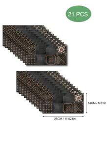 adesivo de azulejo com 7/21 Peça padrão retrô preto, decalque de azulejo à prova d\"água e óleo para banheiro, cozinha, papel de parede de vinil, arte de parede e decoração domiciliar - Preto - Visão 6