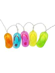 1 par de chanclas con luz LED estilo Hawaiano para el verano, 10 piezas de luces decorativas en forma de chanclas para fiestas temáticas, cumpleaños y reuniones. - Multicolor - Ver 6