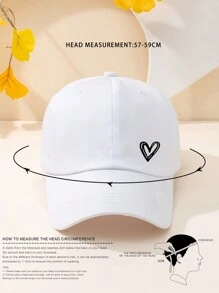 1 Stück Y2K Unisex weiß Muster Herzförmige Sonnenschutz Atmungsaktive Verstellbare Baseball Mütze, geeignet für den täglichen Freizeitkleidung und Reisen