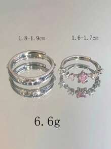 2 piezas de anillos de pareja minimalistas y dulces con pentagrama de cobre y circonita, apropiados para fiestas, eventos y uso diario, regalo de San Valentín, mamá, madre, Día de la Madre