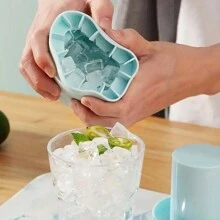 Silicone Ice Grid With Lid Ice Making Grinding Tool, Divine Tool, Ice Making Box, Ice Block Mold, Refrigerator, Ice Block Box, Household DIY Ice Cylinder - Baby Blue - View 2