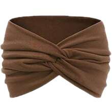 1/6 件装波西米亚风格女士纯色头带宽弹力运动吸汗带发饰 - 黑色 - 查看 4