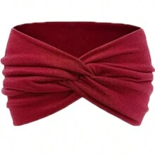 1/6 件装波西米亚风格女士纯色头带宽弹力运动吸汗带发饰 - 黑色 - 查看 3