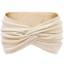 1/6 件装波西米亚风格女士纯色头带宽弹力运动吸汗带发饰 - 黑色 - 查看 5