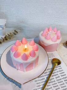 1 pieza Vela aromática rosa con diseño de fresa, regalo cálido para cumpleaños, graduación, amigos, hogar, boda, decoración de cumpleaños, vela de cumpleaños, ornamentos, decoraciones