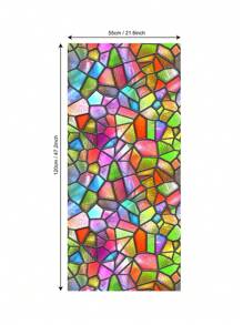 21.6*47.2 Inch * 1PC Mô hình khối kính vỡ giả màu Miếng dán kính Dán kính hấp phụ tĩnh điện không cần keo Nhãn dán che chắn ánh sáng Phòng tắm Nhà vệ sinh Cải tạo Phim cửa sổ ba chiều - Nhiều màu - Xem 3