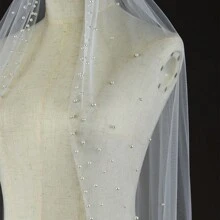 1 chiếc khăn voan cô dâu phong cách Châu Âu thủ công kèm lược, phụ kiện tóc voan lưới ngọc trai một lớp dùng cho chụp ảnh cưới, trang phục mùa thu dành cho phụ nữ - Nhiều màu - Xem 7