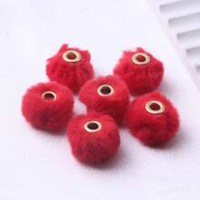 Round Loose Big Holes 20mm 10pcs DIY Colorful Colors Stock Cute  Acrylic Loose Fluff Plastic Fur Pompom Beads For Beadable Pen Chunky Necklace Jewelry Making