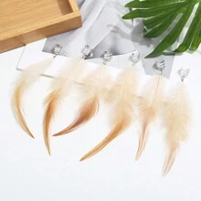 Set de 6 piezas de accesorios para el cabello decorados con plumas para mujer de moda - Marrón - Ver 7