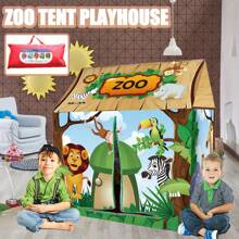 1 pezzo Tenda da gioco per bambini con motivo parco di animali selvagici, forma creativa, portatile, spazio da gioco immaginativo per interni ed esterni, angolo lettura, regalo perfetto per il compleanno degli amici per esplorare divertimento e interattività, amore di San Valentino