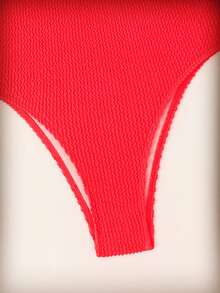 Smocked One Piece Swimsuit Summer - Red - View 6