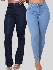 Women Jeans - 彩色 - 查看 1