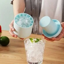 Silicone Ice Grid With Lid Ice Making Grinding Tool, Divine Tool, Ice Making Box, Ice Block Mold, Refrigerator, Ice Block Box, Household DIY Ice Cylinder - Baby Blue - View 11