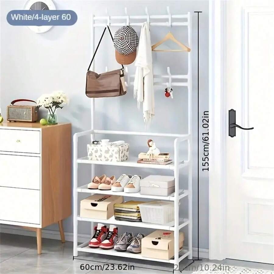Entryway Coat Rack, 23.62 Inch Wide Hallway Shoe Rack, Standalone Coat ...