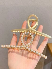 2 Cái/bộ Nữ Tinh Tế Và Đơn Giản Ngọc Trai Và Kim Cương Giả Trang Trí Kích Thước Lớn Kim Loại Vuốt Tóc Kẹp Tiaras - Vàng - Xem 18