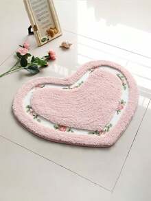 1 tấm thảm tắm sợi nhỏ chống trượt hình tình yêu màu hồng dễ thương - Thảm trang trí phòng tắm vui nhộn và có thể giặt bằng máy, Quà tặng cho thanh thiếu niên, Thảm khu vực nhà bếp, Giặt ủi, Phòng ngủ, Vòi hoa sen, Thảm trong nhà - Hồng - Xem 7