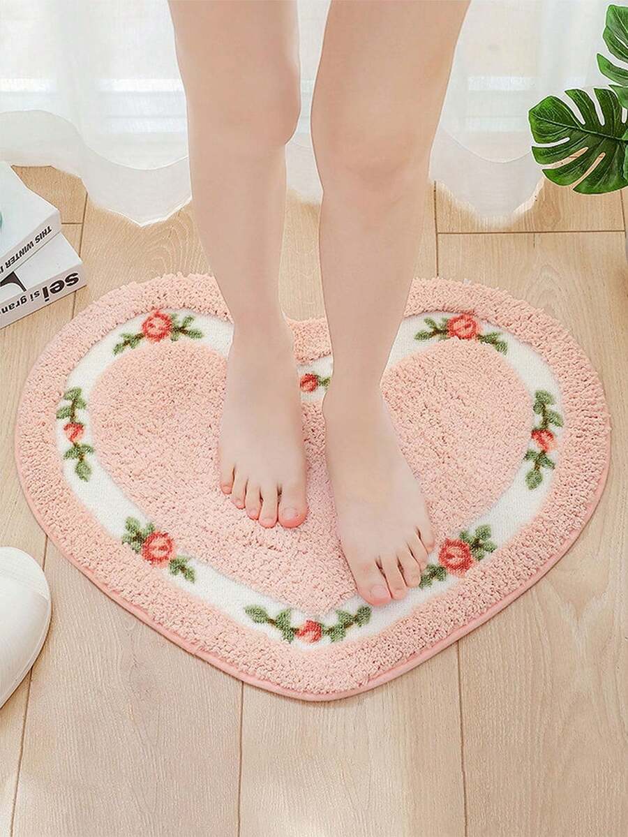 1 tấm thảm tắm sợi nhỏ chống trượt hình tình yêu màu hồng dễ thương - Thảm trang trí phòng tắm vui nhộn và có thể giặt bằng máy, Quà tặng cho thanh thiếu niên, Thảm khu vực nhà bếp, Giặt ủi, Phòng ngủ, Vòi hoa sen, Thảm trong nhà - Hồng - Xem 1