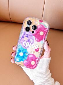 1 pieza Funda de teléfono suave, transparente, creativa y colorida con patrón de flor en colores del arco iris y diseño 3D de ondas, protección completa contra caídas, adecuada para TECNO Spark/Go/8C/9/10/10C/PRO/Camon/20/2022/2023/2024/Infinix/Smart/6/7/Pop/Pro/Hot/12/I/Play/30/Note/Vip. - Multicolor - Ver 6