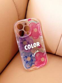 1 pieza Funda de teléfono suave, transparente, creativa y colorida con patrón de flor en colores del arco iris y diseño 3D de ondas, protección completa contra caídas, adecuada para TECNO Spark/Go/8C/9/10/10C/PRO/Camon/20/2022/2023/2024/Infinix/Smart/6/7/Pop/Pro/Hot/12/I/Play/30/Note/Vip. - Multicolor - Ver 2