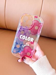 1 pieza Funda de teléfono suave, transparente, creativa y colorida con patrón de flor en colores del arco iris y diseño 3D de ondas, protección completa contra caídas, adecuada para TECNO Spark/Go/8C/9/10/10C/PRO/Camon/20/2022/2023/2024/Infinix/Smart/6/7/Pop/Pro/Hot/12/I/Play/30/Note/Vip. - Multicolor - Ver 3