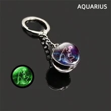 1 件全新 12 星座钥匙扣、星空夜光钥匙扣、时间石玻璃球钥匙扣、吊坠钥匙扣汽车配件包饰背包学校万圣节配件教师节圣诞节礼物创意包饰挂绳带身份证夹汽车配件包饰 - 彩色 - 查看 13