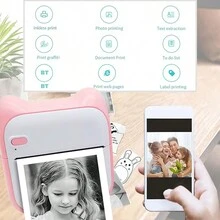 Mini Sticker Thermal Printer,  With 8 Rolls Paper, Including 5Rolls Non-Adhesive White And 3Rolls Non-Adhesive Color,Inkless Pocket Printer Compatible With IOS & Android,Portable Receipt Printer For Photo Notes Memo - Pink - View 5