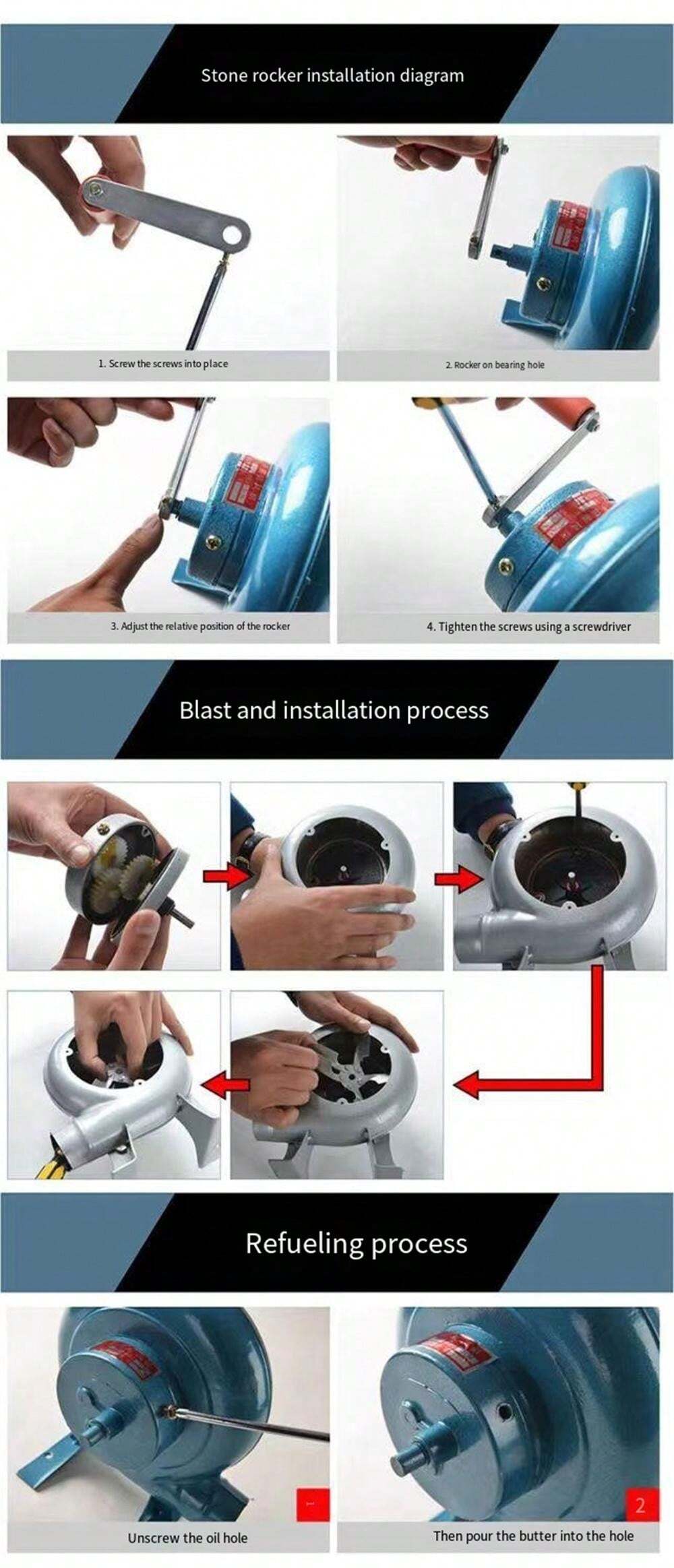 Manuelles Luftgebläse Mit Handkurbel - Tragbarer Grillventilator Für Camping