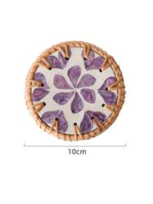 1pc Woven Seashell Coaster, Southeast Asian Style Heat-Insulating Coaster For Tea Table And Anti-Scald Shell Mat - Multicolor - View 13