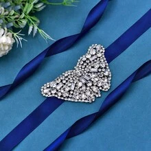 A Shiny Rhinestone Butterfly Bridal Belt, Handmade Rhinestone Beaded Dress Accessory, New Women's Waist Belt - Multicolor - View 5