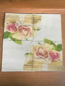 German Premium Napkins For Decoupage Pack Of 20 Napkins - Roses On Cards - View 2
