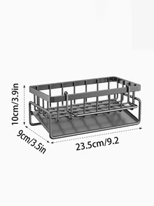 1 pieza Con soporte para trapos, soporte de plástico para drenaje de fregadero de cocina, soporte para drenaje de esponja, para recolección de suministros de limpieza de cocina y baño. - Gris - Ver 2