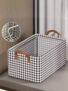 1入組28L容量鋼架和無隔板拼花收納盒，帶衣服和褲子收納-臥室整理布製收納盒 - 黑與白 - 查看 6