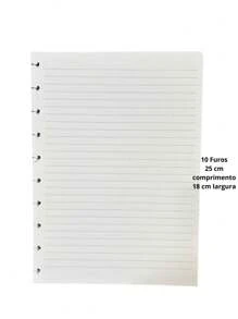 Loren's importados Refil 80 Folhas Caderno Médio e pequeno Pautado  Compatível com Discos e Inteligente - Branco - Visão 1