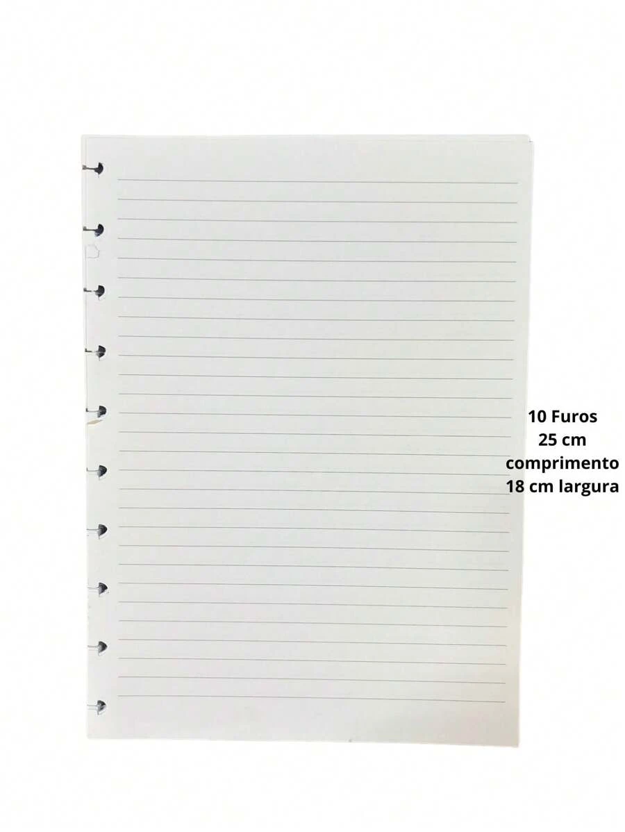 Loren's importados Refil 80 Folhas Caderno Médio e pequeno Pautado  Compatível com Discos e Inteligente - Branco - Visão 1