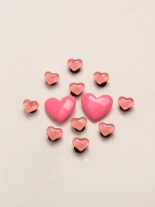 12入粉紅色半透明心型和紅色桃子造型的鞋飾，現代風格，適合男女日常通勤和所有季節的木屐。DIY和可拆式的鞋飾。適用於運動、休閒或性感裝扮。 - 粉色 - 查看 4