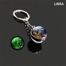 1 件全新 12 星座钥匙扣、星空夜光钥匙扣、时间石玻璃球钥匙扣、吊坠钥匙扣汽车配件包饰背包学校万圣节配件教师节圣诞节礼物创意包饰挂绳带身份证夹汽车配件包饰 - 彩色 - 查看 12