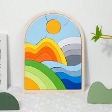1 PC Wooden Rainbow Matching Board Three-Dimensional Puzzle Toy,Training Focus,Early Education Building Blocks Matching Educational Toys,Puzzle For Toddler,Preschool,Jigsaw Puzzle,Sensory Bin,Kid Puzzle,Puzzle Game,Jigsaw Puzzle Kids,Toddler Blocks,Mini Puzzle,Toys Toddler,Montessori Toys,Wooden Puzzle Toy