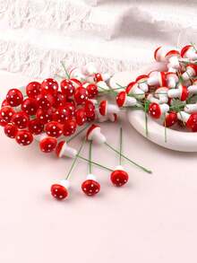 50/100pcs Mini Mushroom Paper Cupcake Decorations Micro Landscape Potted Plant DIY Bonsai Ornament Accessories - Red - View 7